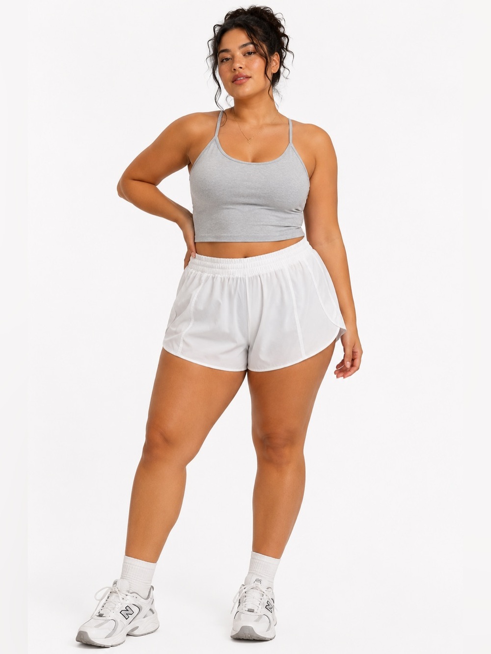 NWT All in Motion Light Woven Mid-Rise Run Shorts 3" (White) XXL
